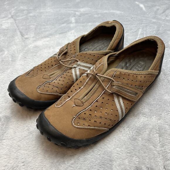 Clarks Privo Tequini Shoes Womens 9M Brown Suede Perforated Hook Loop Driving - Picture 1 of 10